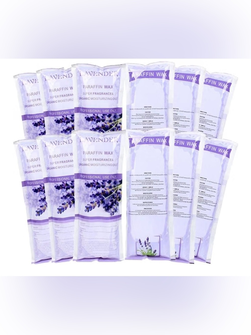 Paraffin wax refills, pack of 12 lavender-scented blocks for hands and feet
